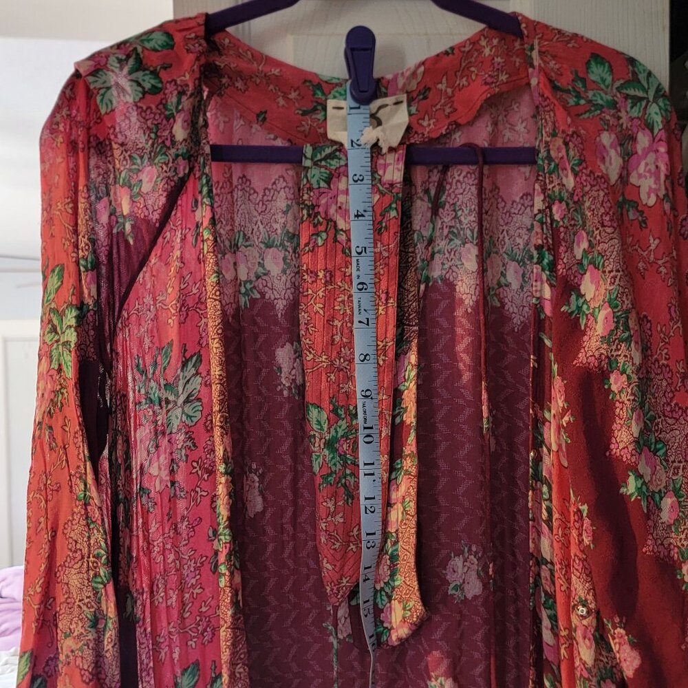 Figue Floral Silk Wrap Dress M/L - Picture 9 of 9